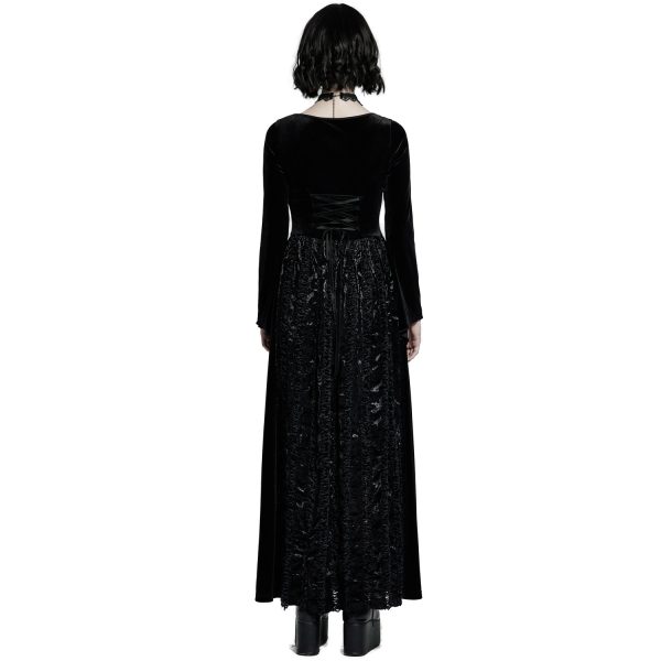 Meilleur Prix PUNK RAVE Longue Robe ‘Cyrielle’ En Velours Noir 4