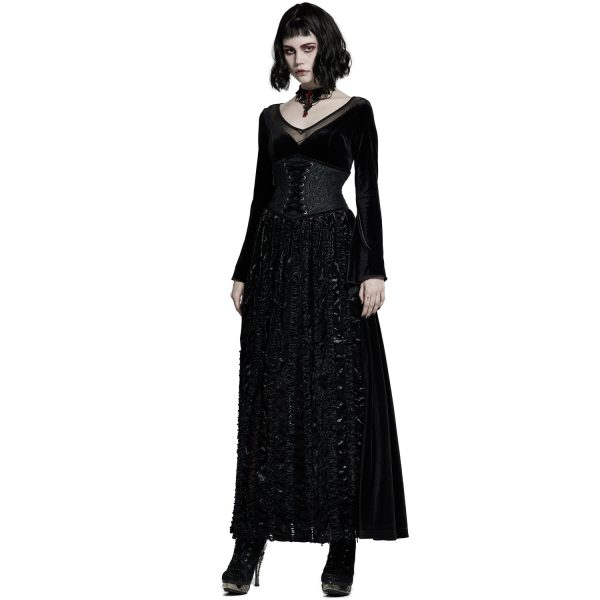 Meilleur Prix PUNK RAVE Longue Robe ‘Cyrielle’ En Velours Noir 5