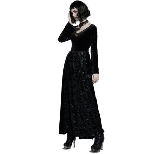 Meilleur Prix PUNK RAVE Longue Robe ‘Cyrielle’ En Velours Noir 30