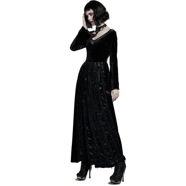 Meilleur Prix PUNK RAVE Longue Robe ‘Cyrielle’ En Velours Noir 6