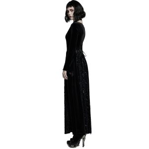 Meilleur Prix PUNK RAVE Longue Robe ‘Cyrielle’ En Velours Noir 32