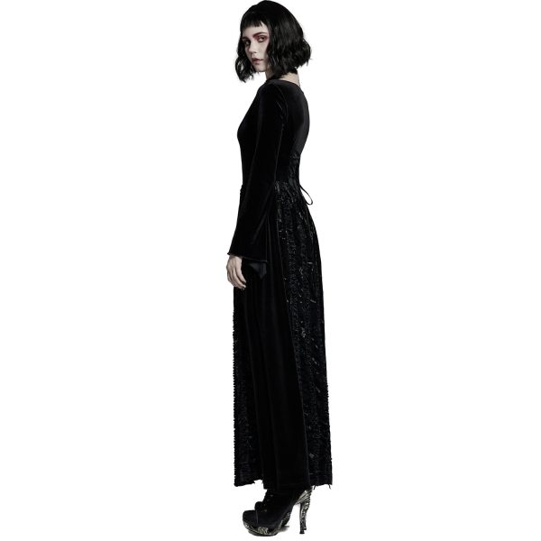 Meilleur Prix PUNK RAVE Longue Robe ‘Cyrielle’ En Velours Noir 7
