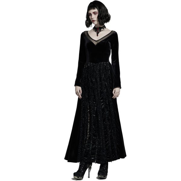 Meilleur Prix PUNK RAVE Longue Robe ‘Cyrielle’ En Velours Noir 8
