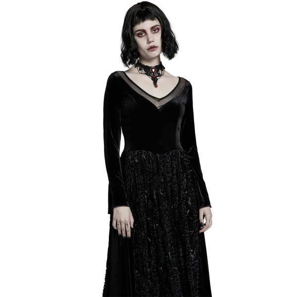 Meilleur Prix PUNK RAVE Longue Robe ‘Cyrielle’ En Velours Noir 9