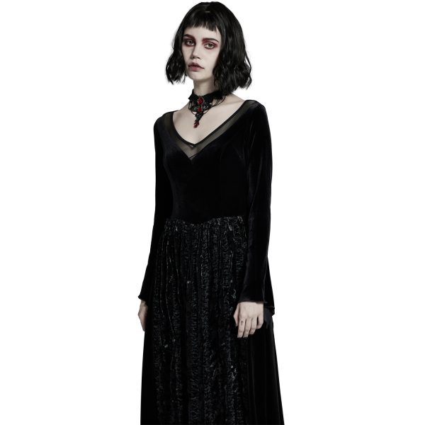 Meilleur Prix PUNK RAVE Longue Robe ‘Cyrielle’ En Velours Noir 10