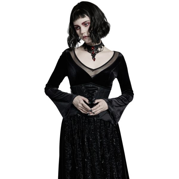 Meilleur Prix PUNK RAVE Longue Robe ‘Cyrielle’ En Velours Noir 11