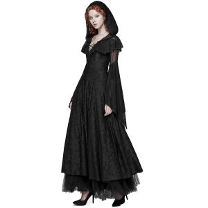 PUNK RAVE Longue Robe Gothique à Capuche ‘Ladouceur’ Noire Service Clients Dédié 21