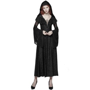 PUNK RAVE Longue Robe Gothique à Capuche ‘Ladouceur’ Noire Service Clients Dédié 23