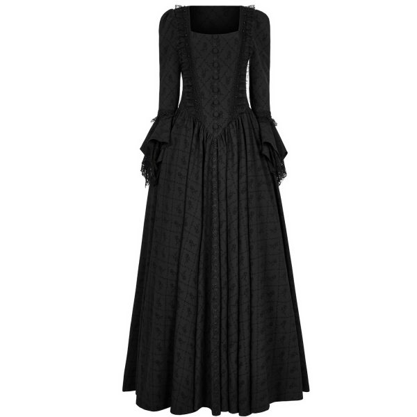 haute qualité PUNK RAVE Longue Robe ‘Metzli’ Noire 7