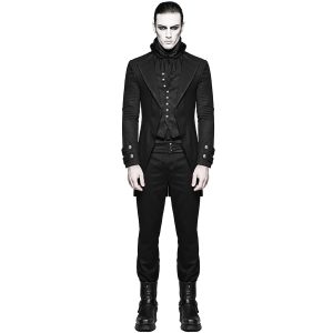 Acheter Maintenant PUNK RAVE Longue Veste ‘Black Cardinal’ En Brocart Noir 17