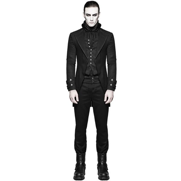 Acheter Maintenant PUNK RAVE Longue Veste ‘Black Cardinal’ En Brocart Noir 3
