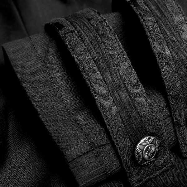 Acheter Maintenant PUNK RAVE Longue Veste ‘Black Cardinal’ En Brocart Noir 12