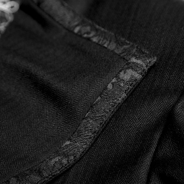 Acheter Maintenant PUNK RAVE Longue Veste ‘Black Cardinal’ En Brocart Noir 13