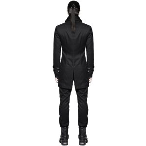 Acheter Maintenant PUNK RAVE Longue Veste ‘Black Cardinal’ En Brocart Noir 19