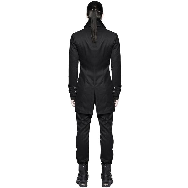 Acheter Maintenant PUNK RAVE Longue Veste ‘Black Cardinal’ En Brocart Noir 4
