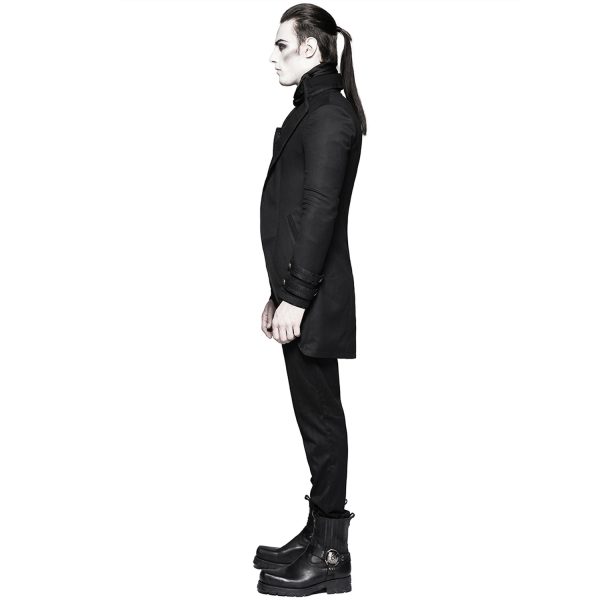 Acheter Maintenant PUNK RAVE Longue Veste ‘Black Cardinal’ En Brocart Noir 5
