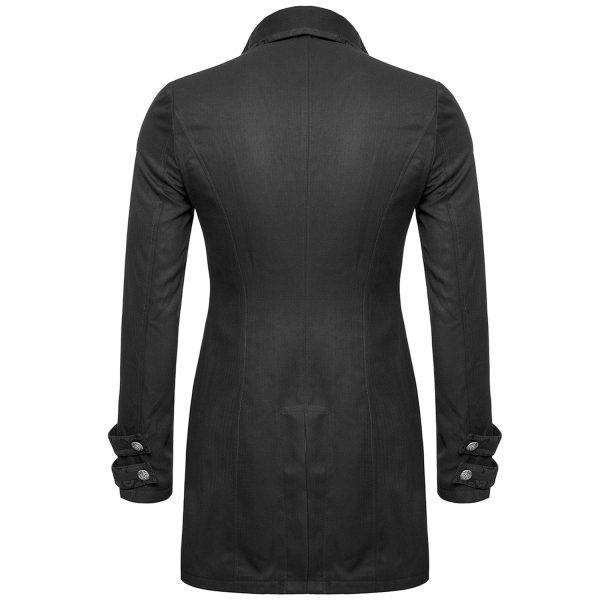 Acheter Maintenant PUNK RAVE Longue Veste ‘Black Cardinal’ En Brocart Noir 9