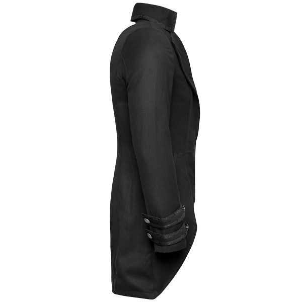 Acheter Maintenant PUNK RAVE Longue Veste ‘Black Cardinal’ En Brocart Noir 10
