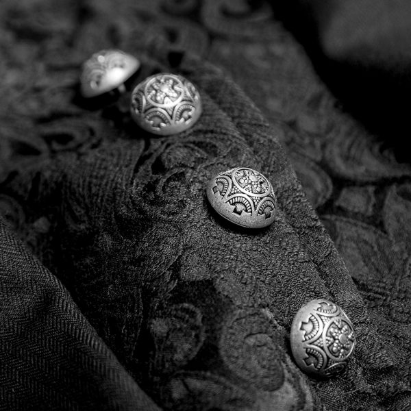 Acheter Maintenant PUNK RAVE Longue Veste ‘Black Cardinal’ En Brocart Noir 11