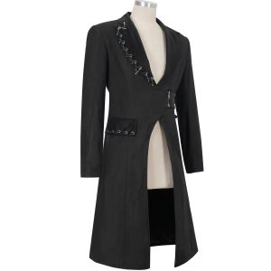 DEVIL FASHION Longue Veste ‘Cryock’ Noire marques pas cher 45
