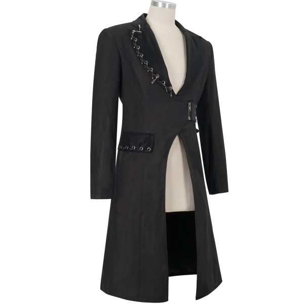 DEVIL FASHION Longue Veste ‘Cryock’ Noire marques pas cher 14