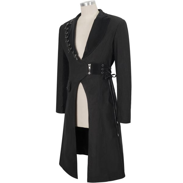 DEVIL FASHION Longue Veste ‘Cryock’ Noire marques pas cher 15