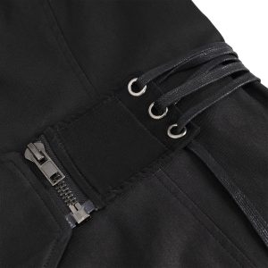 DEVIL FASHION Longue Veste ‘Cryock’ Noire marques pas cher 53