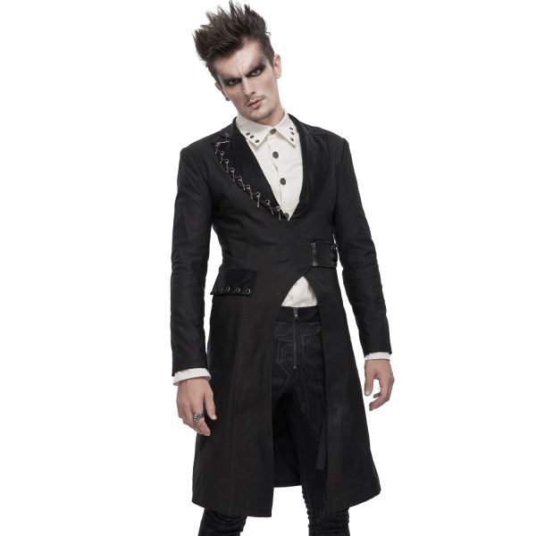 DEVIL FASHION Longue Veste ‘Cryock’ Noire marques pas cher 5