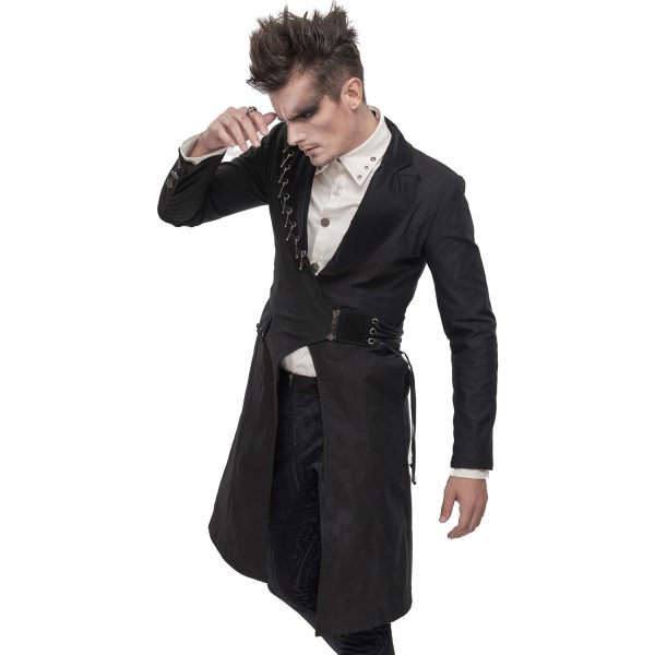 DEVIL FASHION Longue Veste ‘Cryock’ Noire marques pas cher 6
