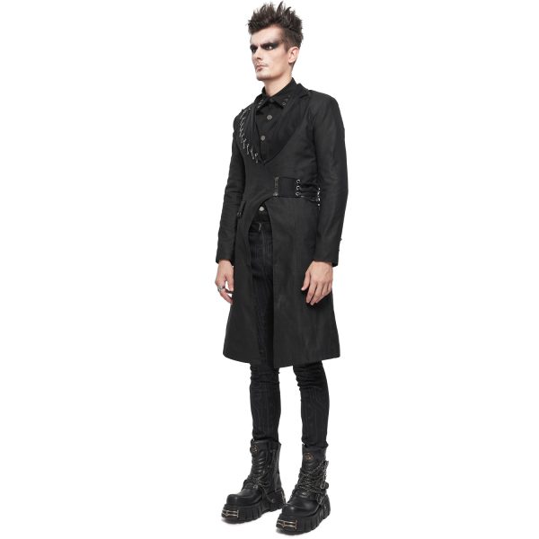 DEVIL FASHION Longue Veste ‘Cryock’ Noire marques pas cher 9