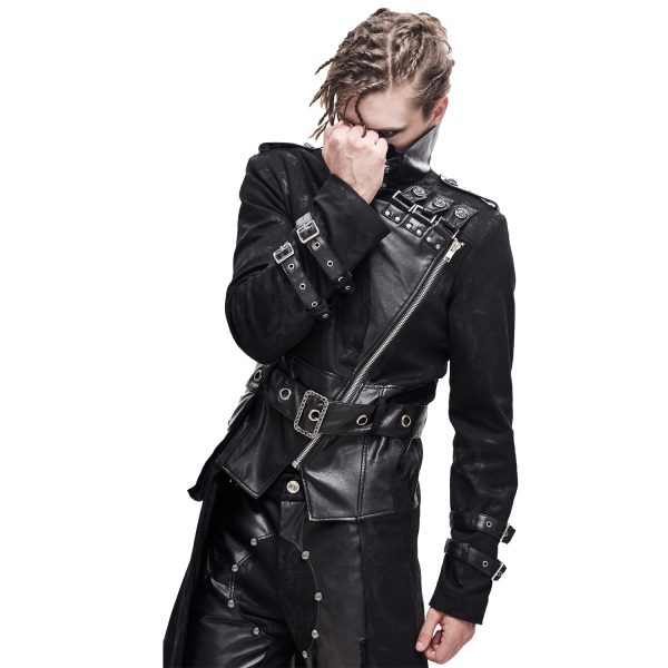 marque pas cher DEVIL FASHION Longue Veste ‘Haboolm’ Noire 9