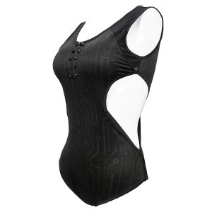 commentaire favorable DEVIL FASHION Maillot De Bain ‘Cyber Game’ Avec Spikes Noir 38