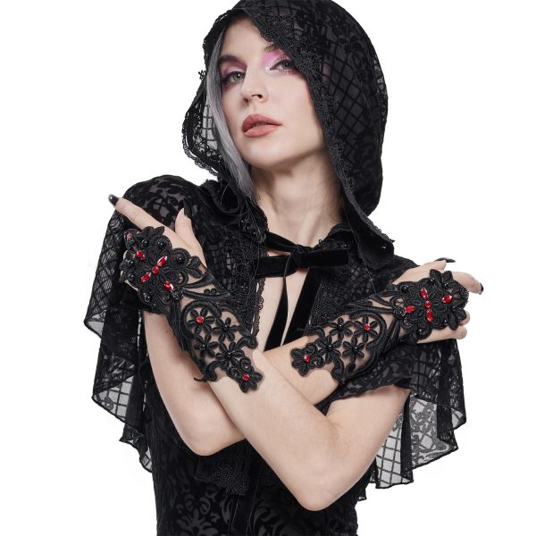 DEVIL FASHION Manchettes Gothiques ‘Flower Shaped’ Noires grande surprise 3