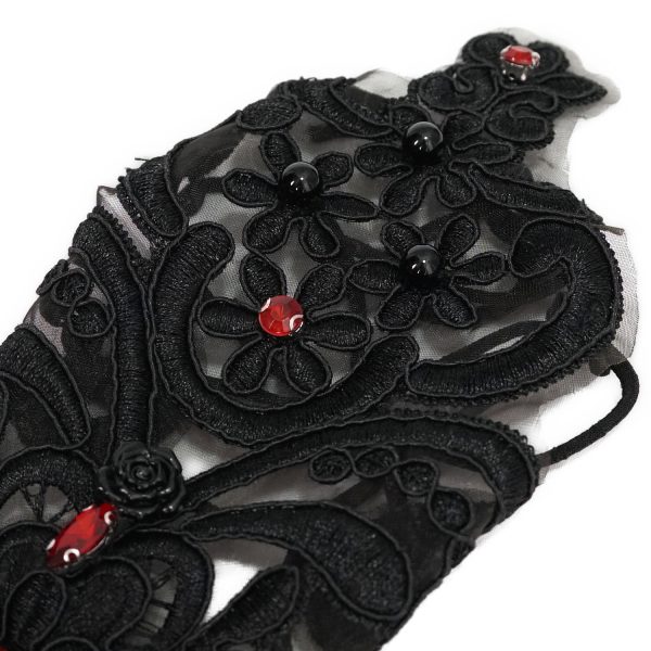 DEVIL FASHION Manchettes Gothiques ‘Flower Shaped’ Noires grande surprise 12