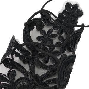 DEVIL FASHION Manchettes Gothiques ‘Flower Shaped’ Noires grande surprise 36