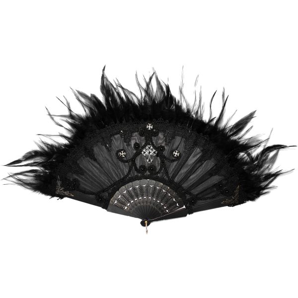 DEVIL FASHION Éventail ‘Drocku’ Noir Avec Plumes grande marque pas cher 1