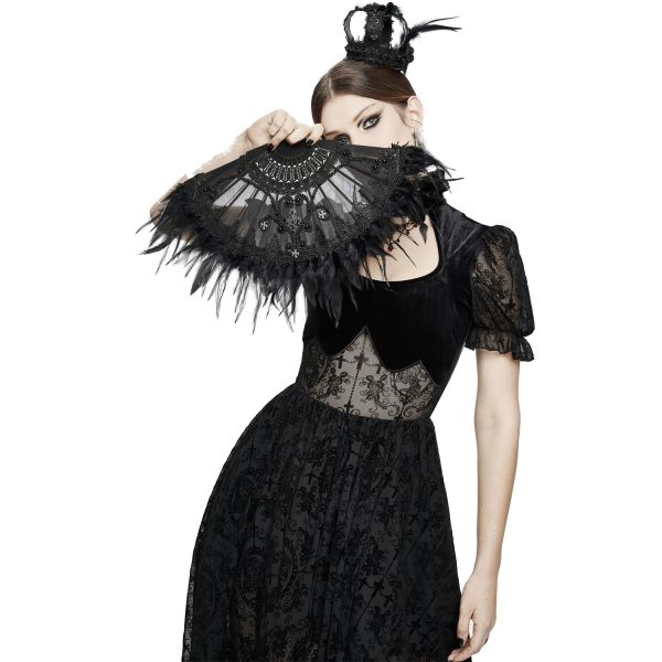 DEVIL FASHION Éventail ‘Drocku’ Noir Avec Plumes grande marque pas cher 5