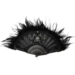 DEVIL FASHION Éventail ‘Drocku’ Noir Avec Plumes grande marque pas cher 31