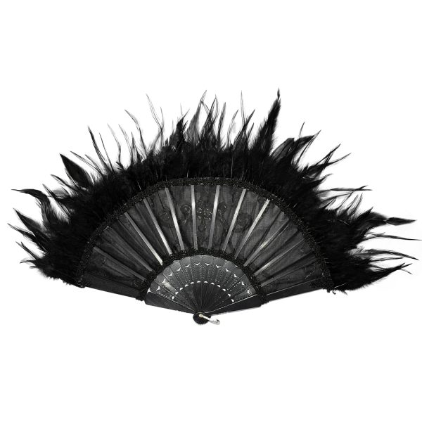 DEVIL FASHION Éventail ‘Drocku’ Noir Avec Plumes grande marque pas cher 9