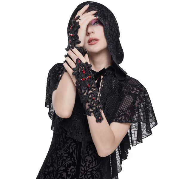 DEVIL FASHION Manchettes Gothiques ‘Flower Shaped’ Noires grande surprise 4