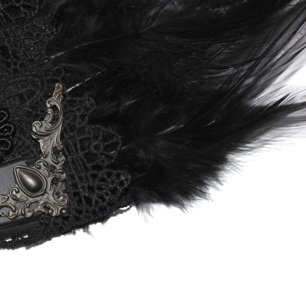 DEVIL FASHION Éventail ‘Drocku’ Noir Avec Plumes grande marque pas cher 10