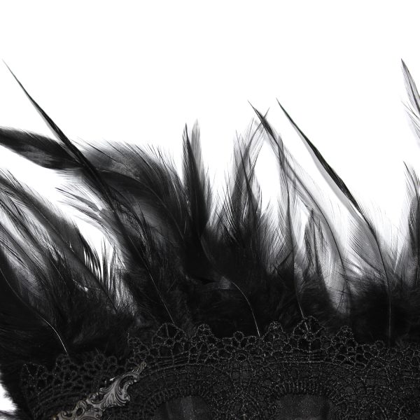 DEVIL FASHION Éventail ‘Drocku’ Noir Avec Plumes grande marque pas cher 11