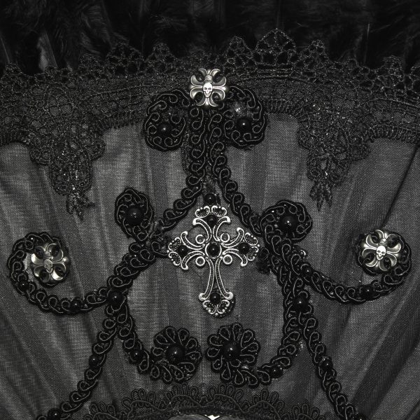 DEVIL FASHION Éventail ‘Drocku’ Noir Avec Plumes grande marque pas cher 13