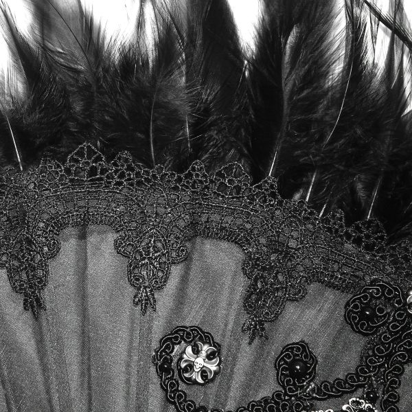 DEVIL FASHION Éventail ‘Drocku’ Noir Avec Plumes grande marque pas cher 16