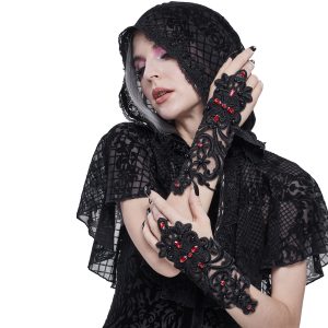 DEVIL FASHION Manchettes Gothiques ‘Flower Shaped’ Noires grande surprise 20