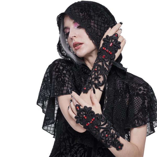 DEVIL FASHION Manchettes Gothiques ‘Flower Shaped’ Noires grande surprise 5