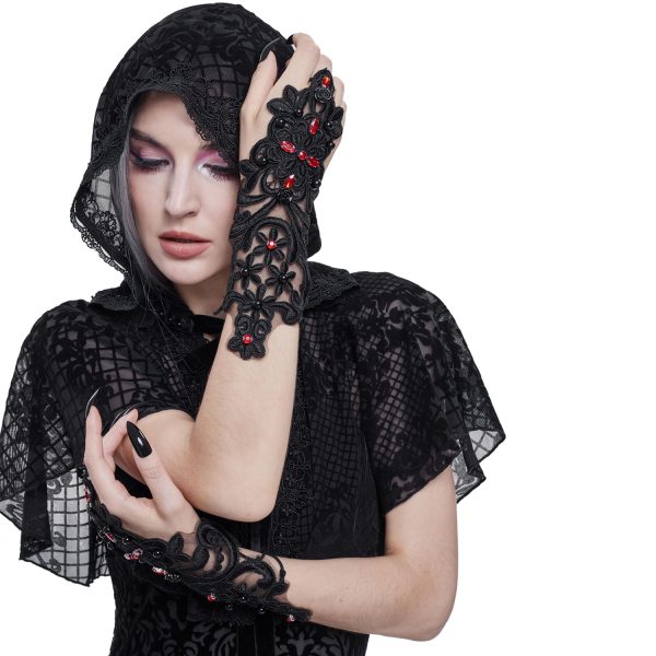 DEVIL FASHION Manchettes Gothiques ‘Flower Shaped’ Noires grande surprise 6