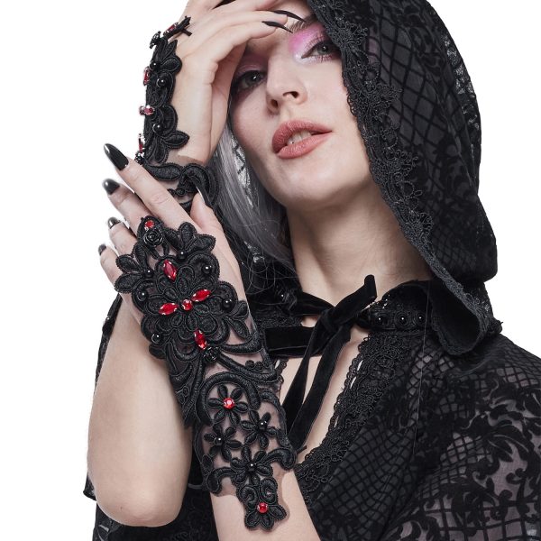DEVIL FASHION Manchettes Gothiques ‘Flower Shaped’ Noires grande surprise 7
