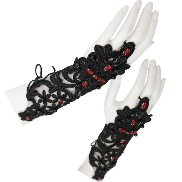 DEVIL FASHION Manchettes Gothiques ‘Flower Shaped’ Noires grande surprise 9