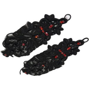 DEVIL FASHION Manchettes Gothiques ‘Flower Shaped’ Noires grande surprise 30